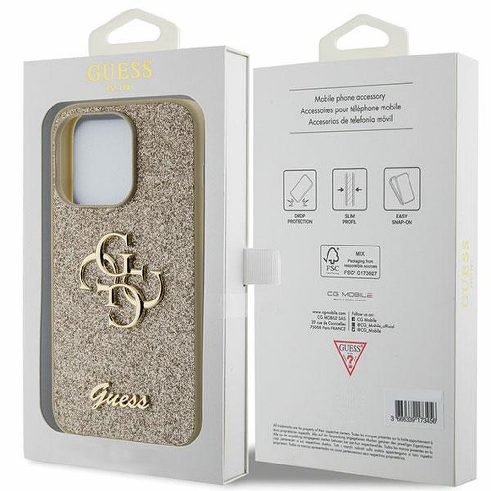 GUESS case for IPHONE 15 Pro Max GUHCP15XHG4SGD (Fixed Glitter Big 4G) gold