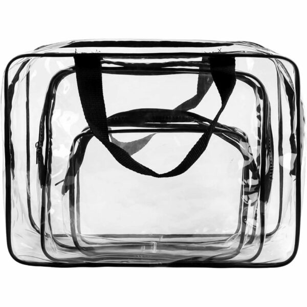 Travel Cosmetic Bag Set RC-K-1083 | 3 Pieces | Transparent   A practical set of 3 travel cosmetic bags, perfect for trips, gym, or everyday use. The transparent design allows for quick identification of items, while different sizes help keep cosmetics and accessories well-organized. ✅ Key Features: ✔ Set of 3 cosmetic bags – various sizes for different needs ✔ Transparent design – easy visibility of contents ✔ Water-resistant material – protects against moisture and spills ✔ Lightweight & compact – fits easily in a suitcase, travel bag, or backpack ✔ Durable zipper closure – secure storage for cosmetics ✔ Versatile use – great for toiletries, accessories, or documentsTravel cosmetic bag set 3 pcs RC-K-1083 transparent