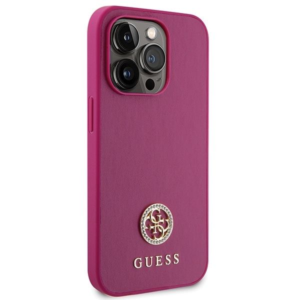 GUESS case for IPHONE 15 Pro GUHCP15LPS4DGPP (Strass Metal Logo) pink