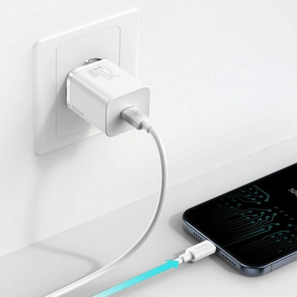 BASEUS charger Type C + cable Type C to Lightning PD QC3.0 3A 20W TZCCSUP-B02/CCCJGCE-D white