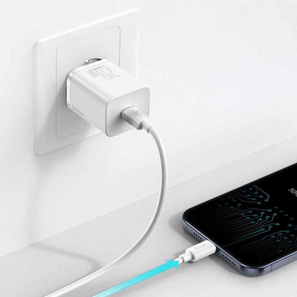 BASEUS charger Type C + cable Type C to Lightning PD QC3.0 3A 20W TZCCSUP-B02/CCCJGCE-D white