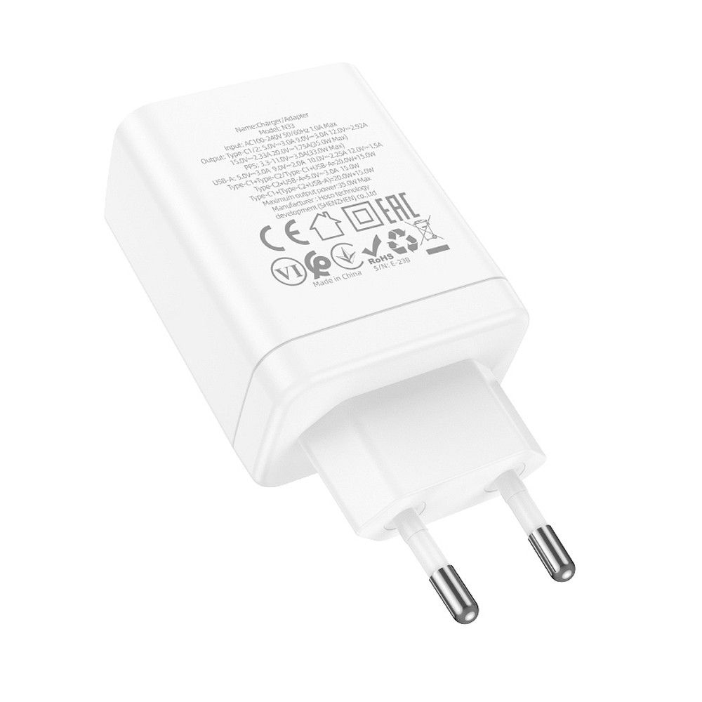 HOCO charger 2 x Type C + USB A PD QC3.0 3A 35W N33 white