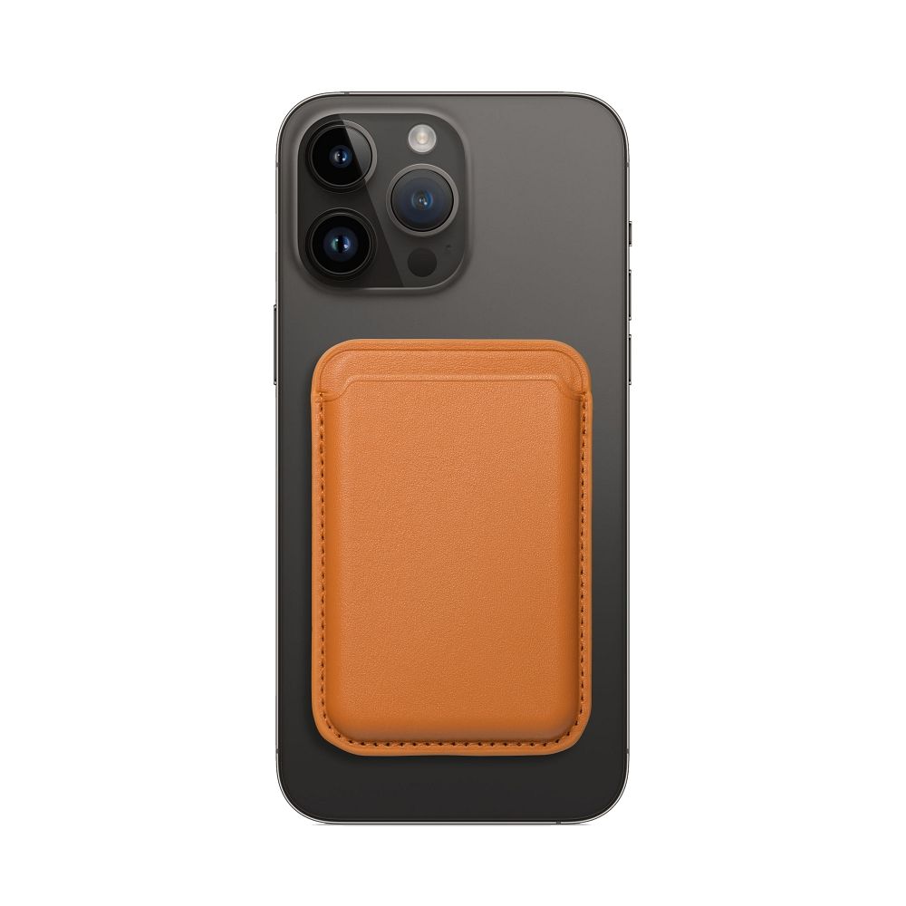 LEATHER MAG WALLET compatible with MagSafe orange