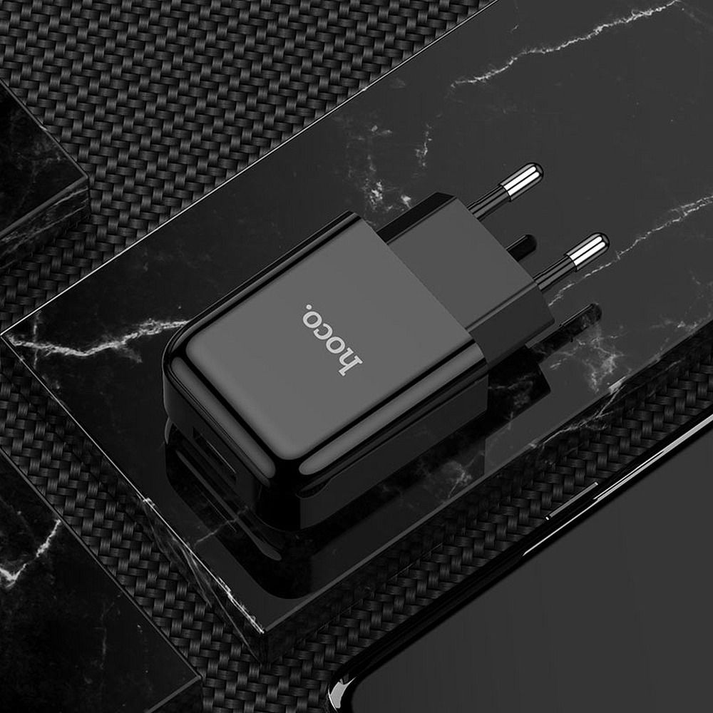 HOCO travel charger USB A + cable USB A to Lightning 2.1A N2 black