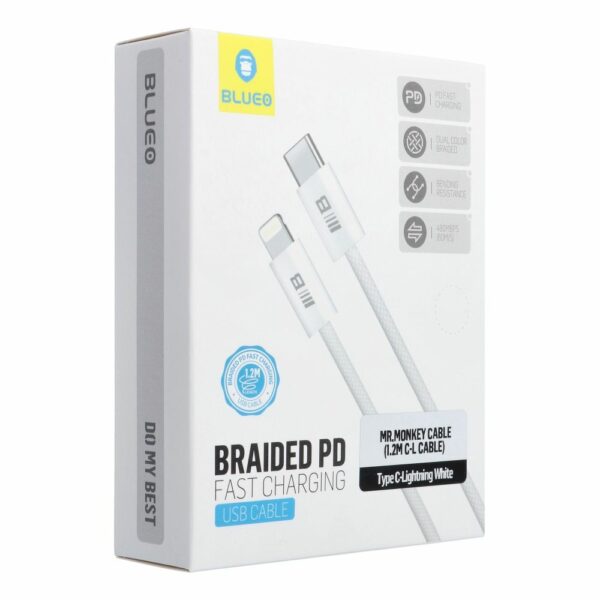BLUEO cable Type C to Lightning QC4.0 60MB/S PD60W 1,2 m white
