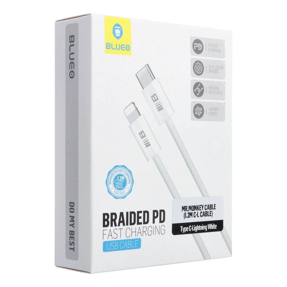 BLUEO cable Type C to Lightning QC4.0 60MB/S PD60W 1,2 m white