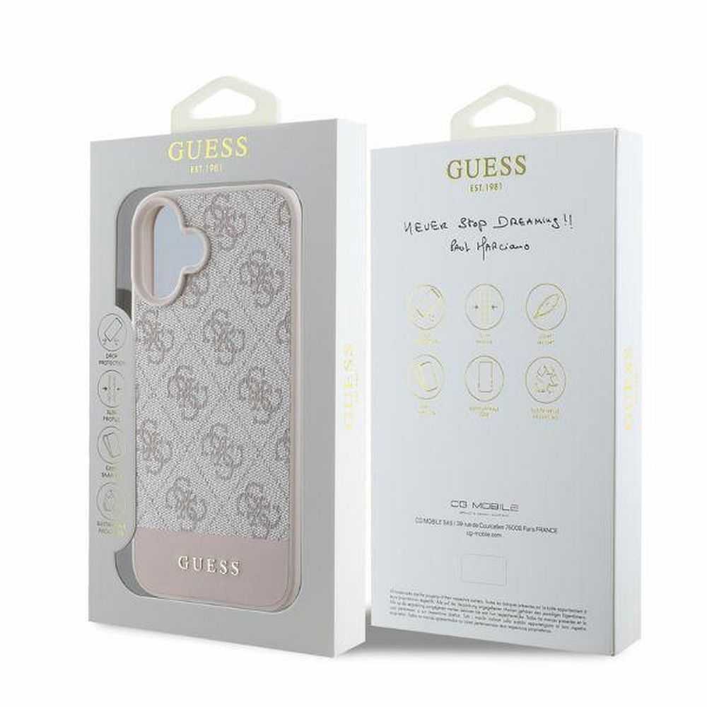 GUESS case for IPHONE 16 GUHCP16SG4GLPI (4G PU Bottom Stripe) pink