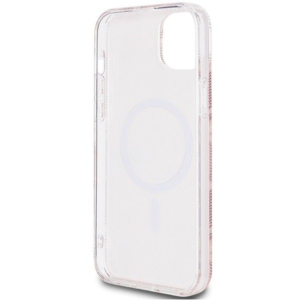 GUESS case for IPHONE 15 compatible with MagSafe GUHMP15SHGCUSTGP (IML GCUBE) pink