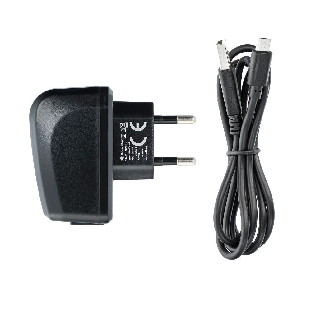 a322e94e593e09e9f3f10bc242da47e4 BLUE STAR LITE travel charger 2A 10W USB A + cable USB A to Micro USB TFK-TC-1095B black