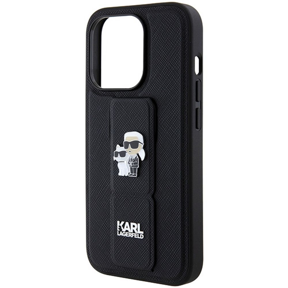KARL LAGERFELD case for IPHONE 14 Pro Max KLHCP14XGSAKCPK (Gripstand Saffiano KC PIN) black