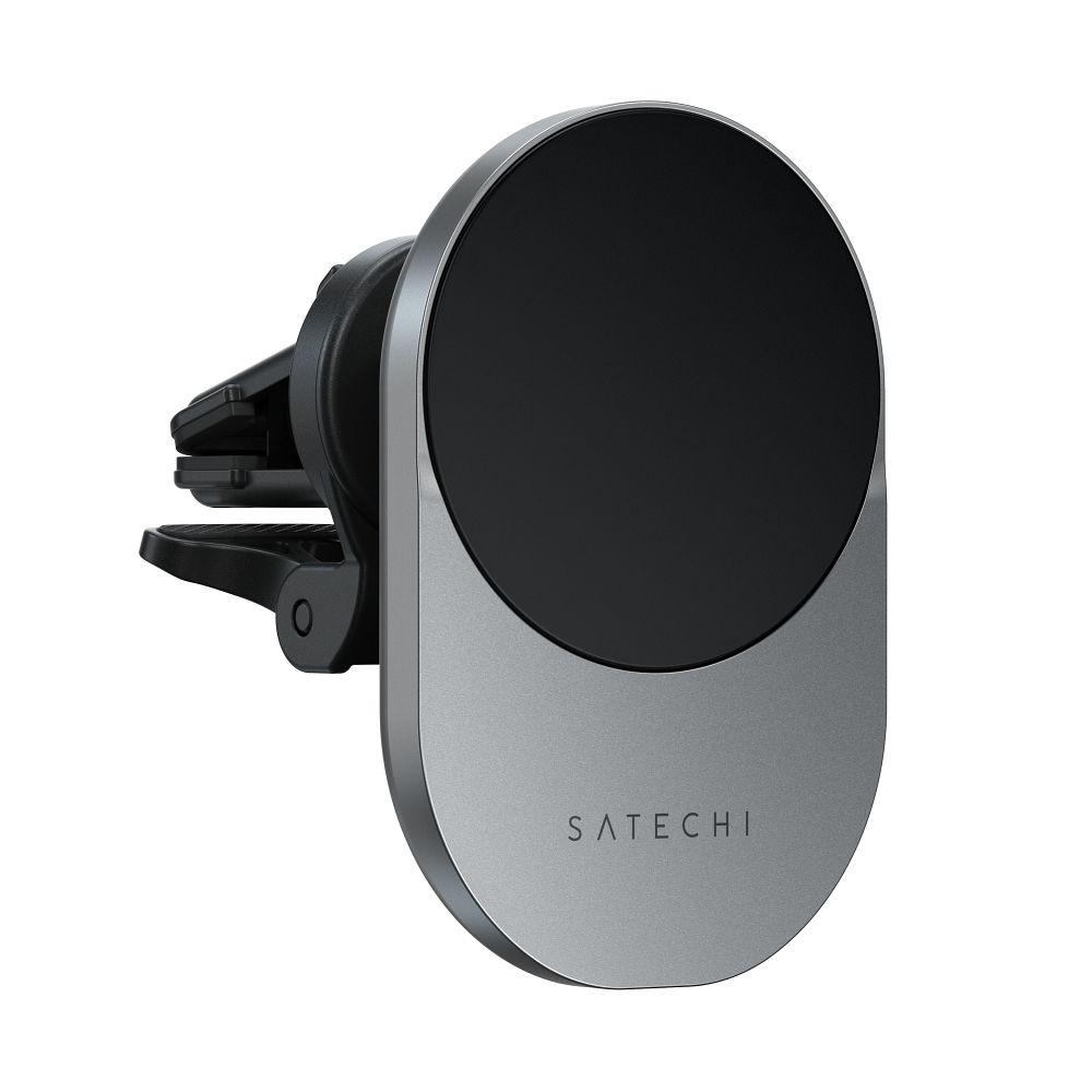 SATECHI magnetic car holder for air vent with wireless chargibg compatible with MagSafe Qi2 15W ST-Q2CCM space gray