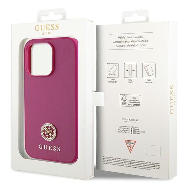 GUESS case for IPHONE 15 Pro GUHCP15LPS4DGPP (Strass Metal Logo) pink