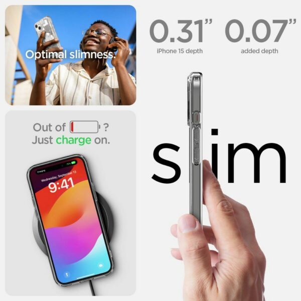 SPIGEN case ULTRA HYBRID MAG compatible with MagSafe for IPHONE 15 zero one white