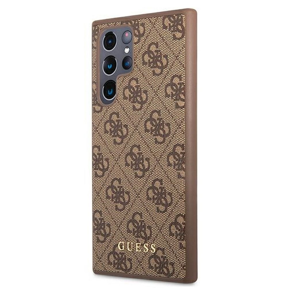 GUESS case for SAMSUNG S22 Ultra GUHCS22LG4GFBR (4G Metal Gold Logo) brown