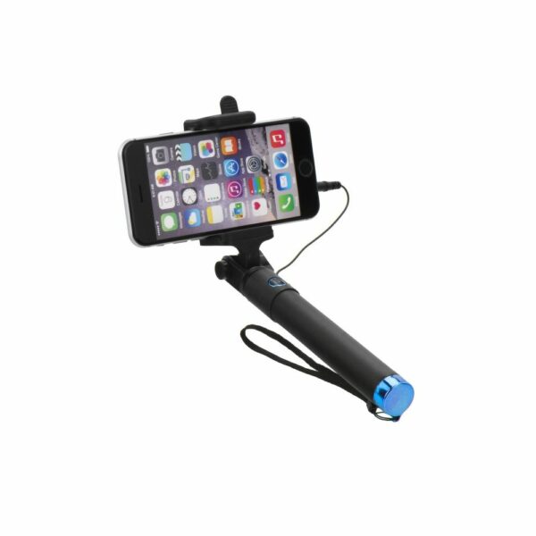 Selfie stick with remote control in handle (cable Jack 3,5 mm) blue