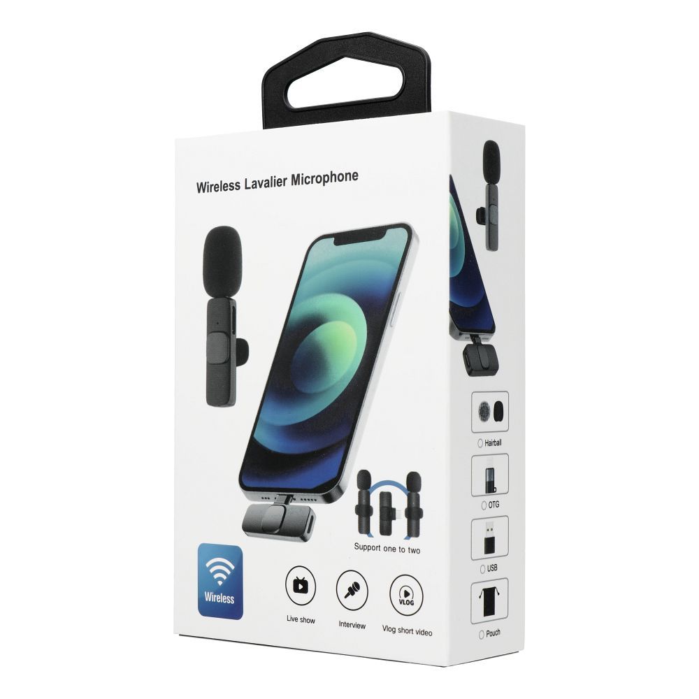 Wireless lavalier microphone Lightning double (2 in set) K1 white