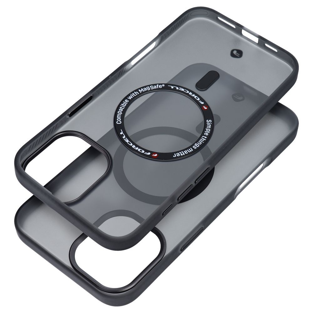 FORCELL F-PROTECT Levels with Dual Layer 4D technology, Military Drop-Test compatible with MagSafe for IPHONE 16 PLUS smoky black