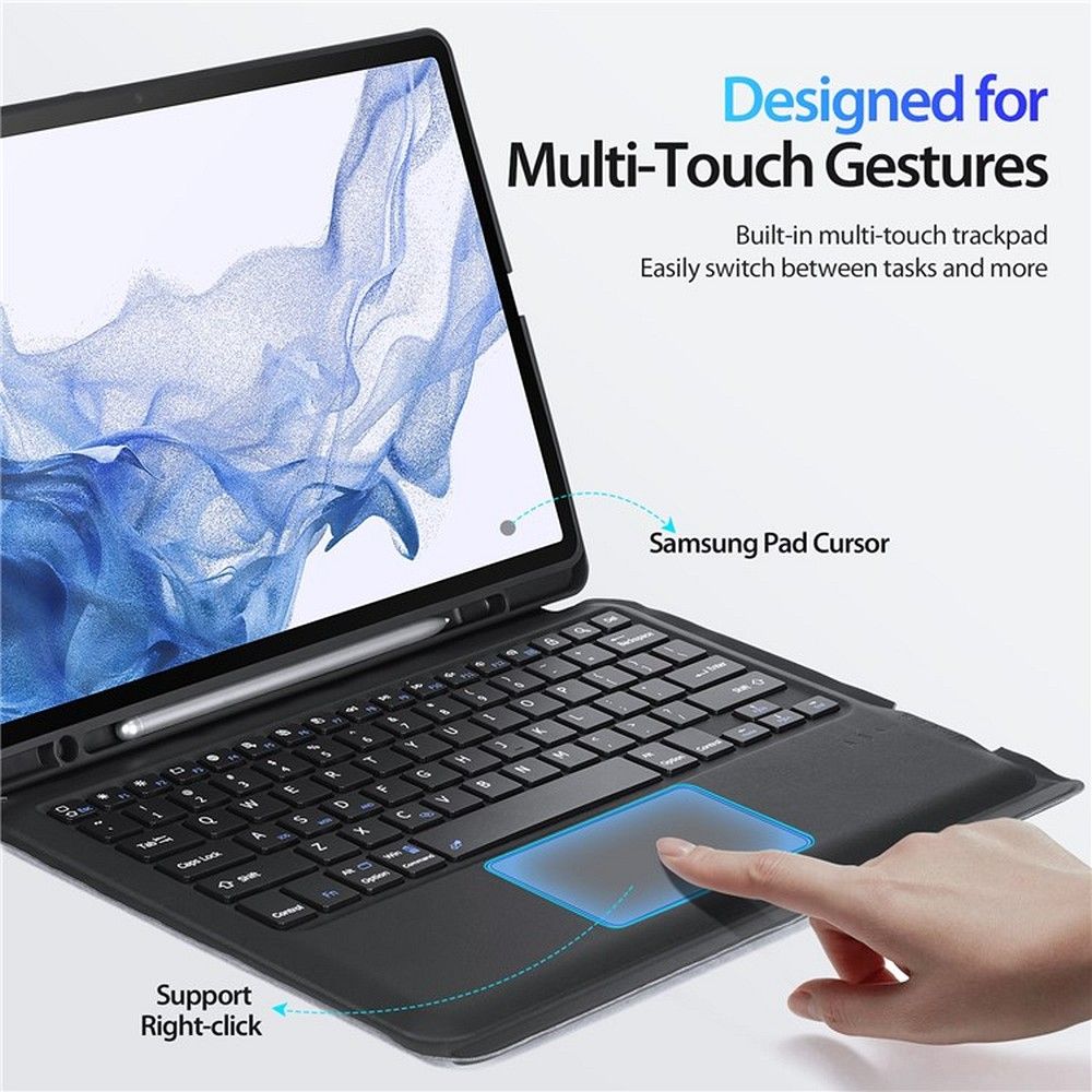 DUX DUCIS case DK foldable with Wireless Keyboard for SAMSUNG Tab S8 Plus (X800/X806)/S7FE(T730/T736B)/S7 Plus (T970/T976B) black