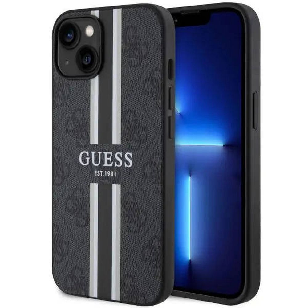 GUESS case for IPHONE 14 compatible with MagSafe GUHMP14SP4RPSK (4G Printed Stripes) black
