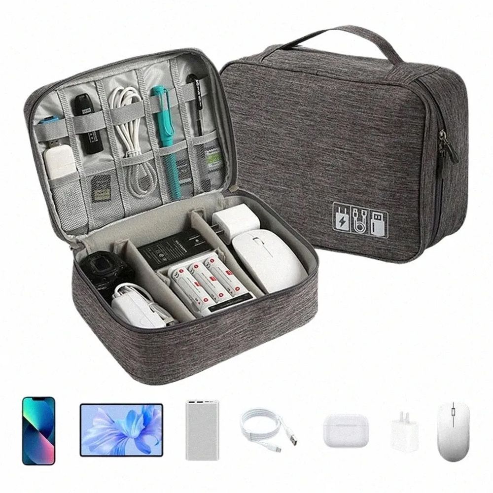 Travel organizer with compartments and handle R-K-1080 gray