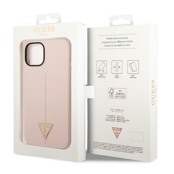 GUESS case for IPHONE 13 / 14 / 15 GUHCP14SSLTGP (Silicone Triangle) pink