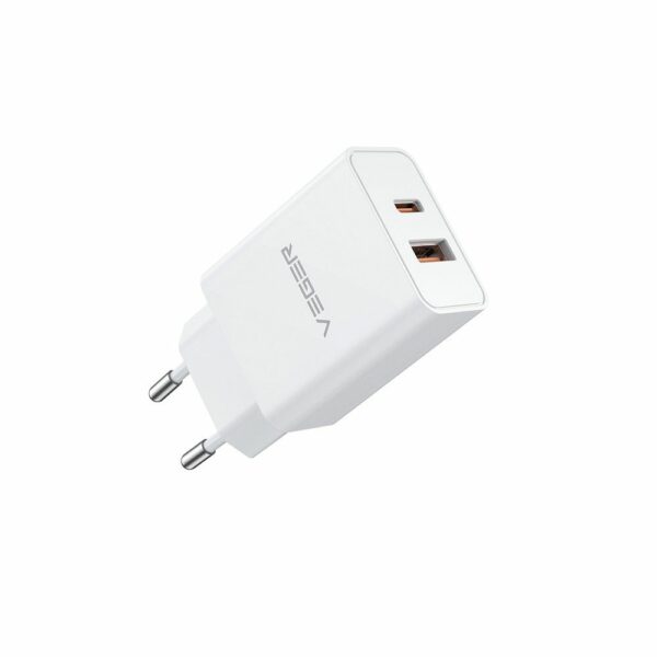 VEGER travel charger USB A + Type C PD QC3.0 3A 30W VLS302U white
