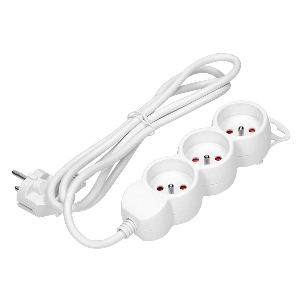 Extension cord 3x2P+Z,1.5m, 3x1,5, white (ES-4/W/1,5)
