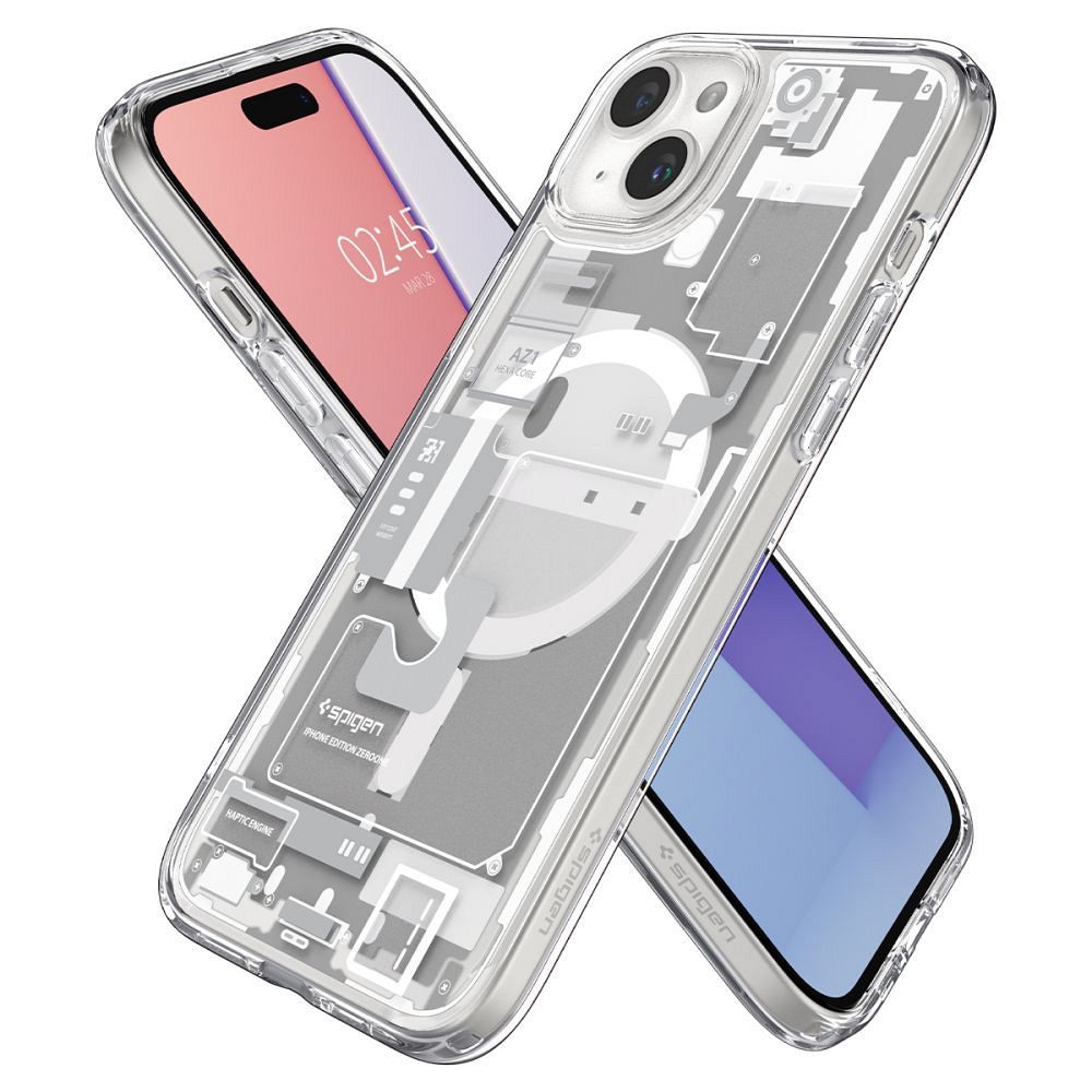 SPIGEN case ULTRA HYBRID MAG compatible with MagSafe for IPHONE 15 zero one white