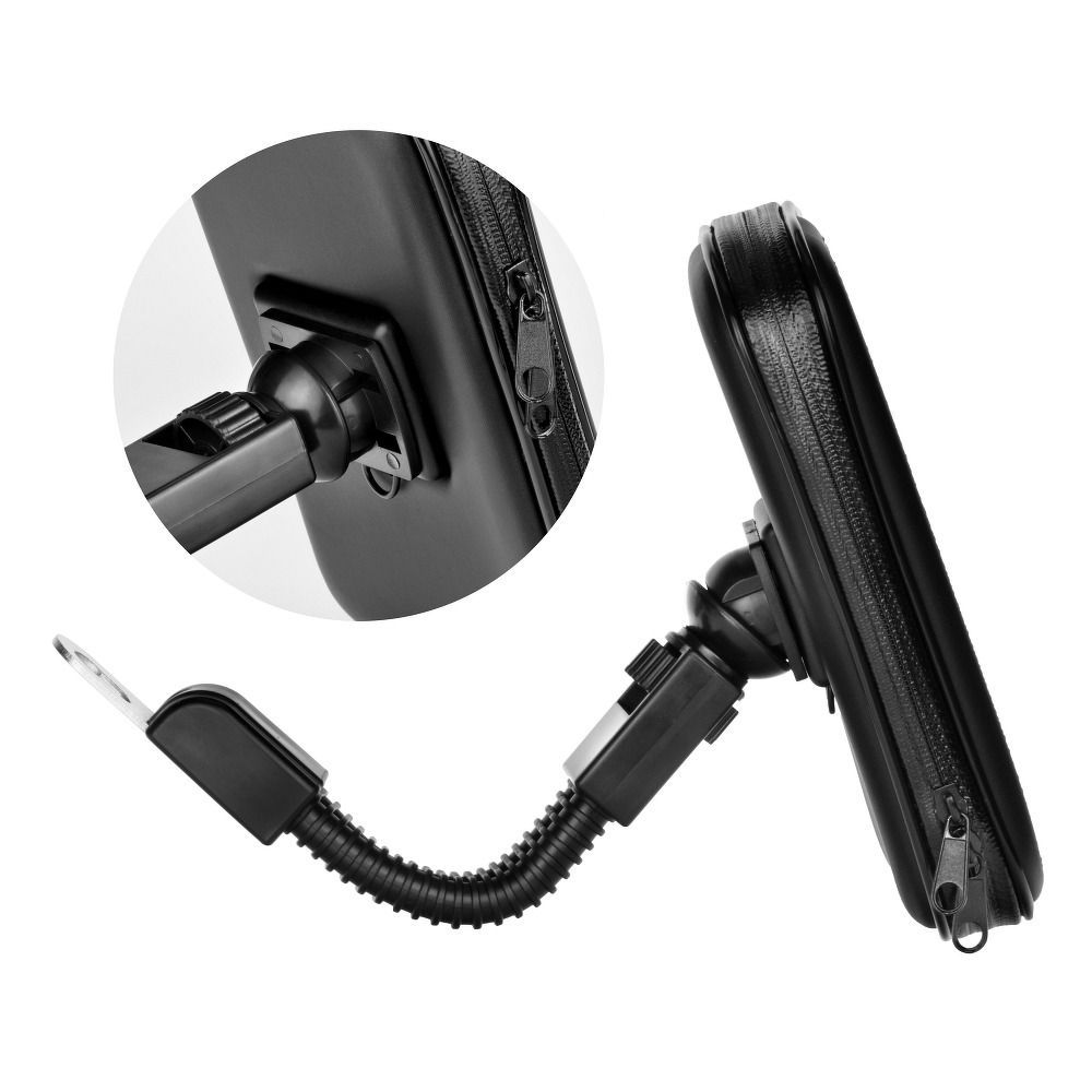Motorcycle holder for mobile phone waterproof with zip ( 6,4" - 8" ) black