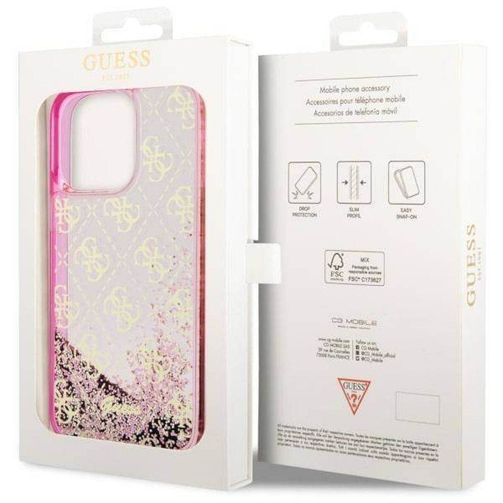 GUESS case for IPHONE 14 Pro GUHCP14LLC4PSGP (Liquid Glitter 4G Translucent) pink
