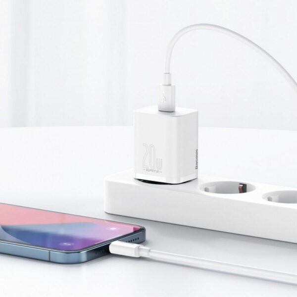 BASEUS charger Type C + cable Type C to Lightning PD QC3.0 3A 20W TZCCSUP-B02/CCCJGCE-D white