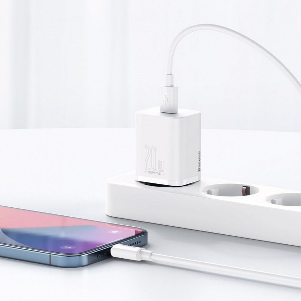 BASEUS charger Type C + cable Type C to Lightning PD QC3.0 3A 20W TZCCSUP-B02/CCCJGCE-D white