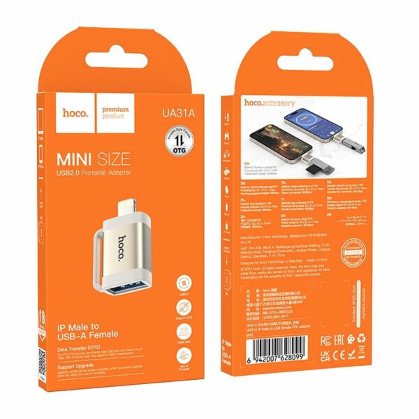HOCO adapter OTG Lightning (male) to USB A (female) UA31A gray