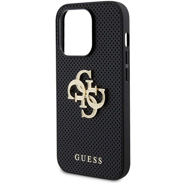GUESS case for IPHONE 15 Pro GUHCP15LPSP4LGK (Leather Perforated 4G Glitter Logo) black