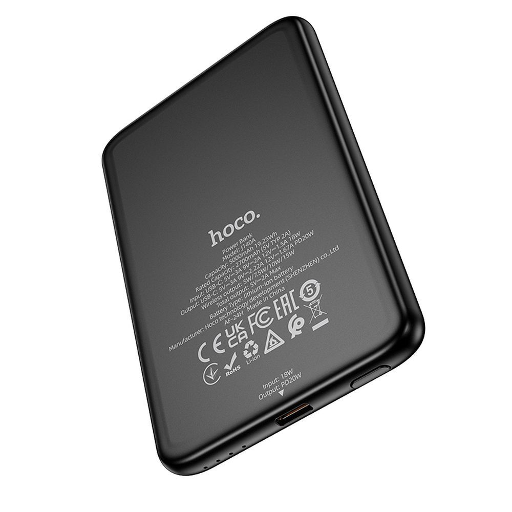 HOCO powerbank 5000 mAh ultra-thin compatible with MagSafe PD QC 2A 20W J140A black