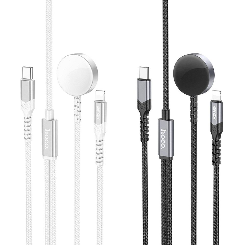HOCO wireless charger 2in1 Type C for Apple Watch + charging cable Lightning PD QC 3A CW54 1,2 m white