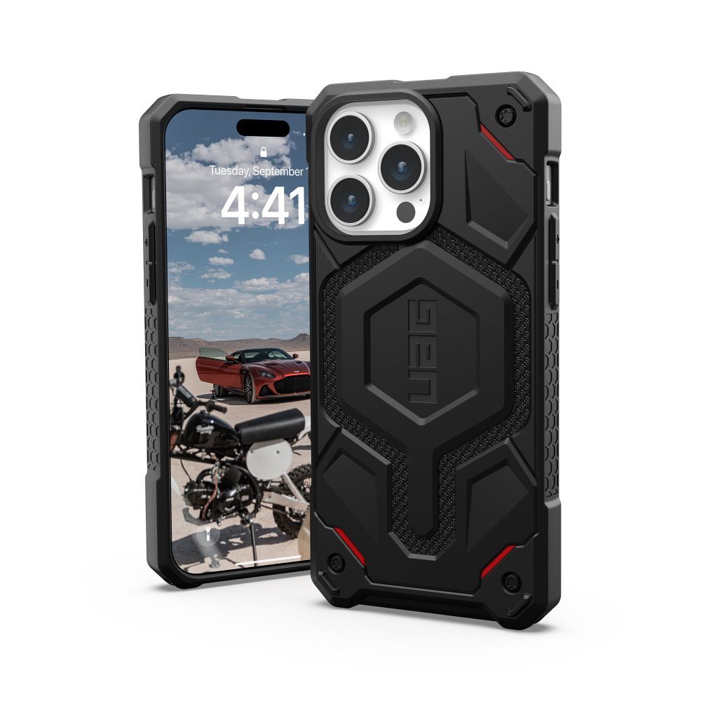 UAG Urban Armor Gear case MONARCH PRO compatible with MagSafe for IPHONE 15 Pro Max kevlar black