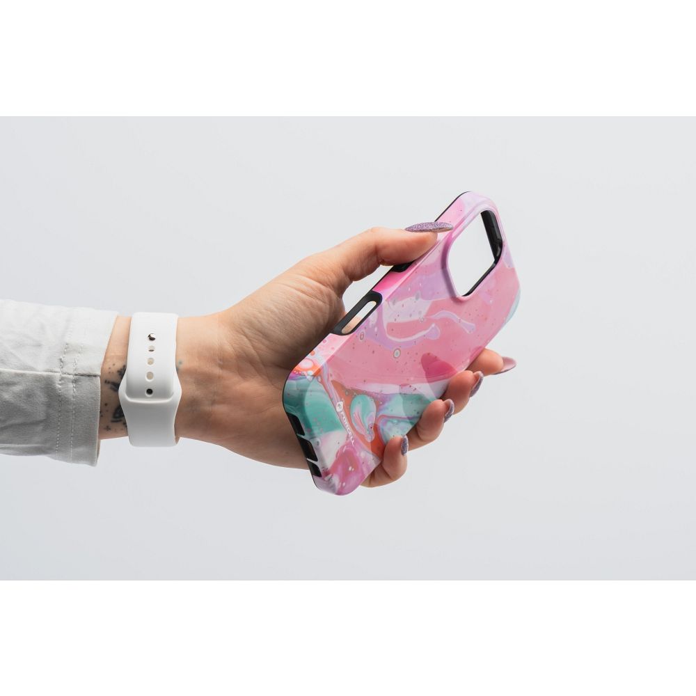 FORCELL F-PROTECT Mirage, Military Drop-Tested case compatible with MagSafe for IPHONE 15 pink marble