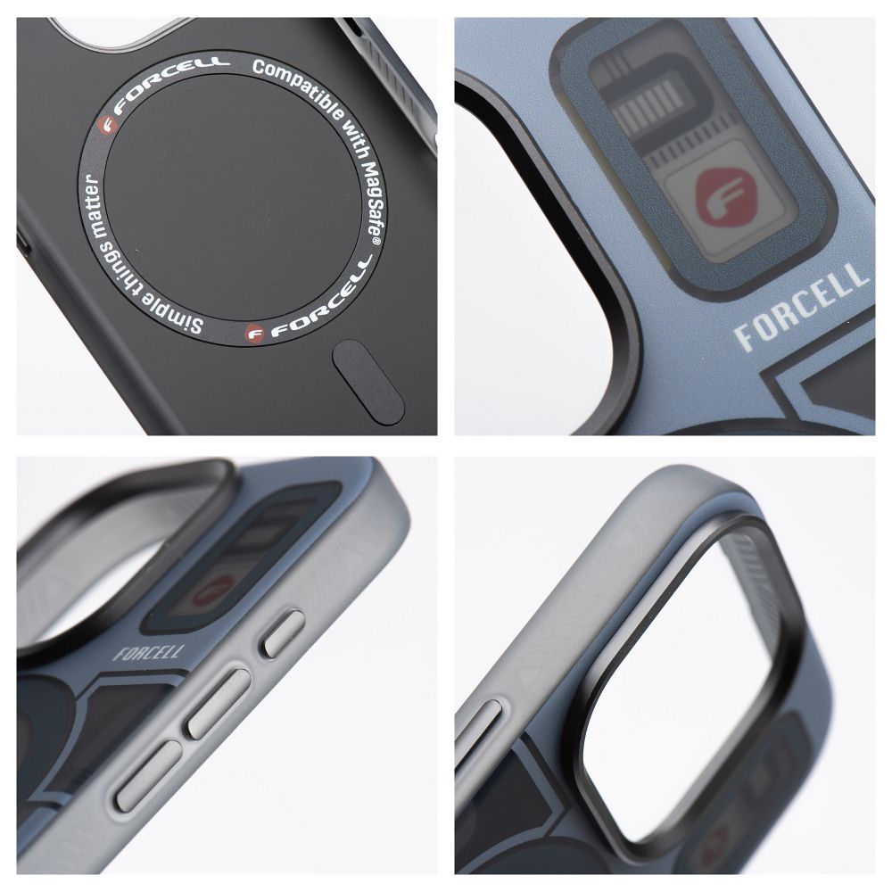 FORCELL F-PROTECT Levels with Dual Layer 4D technology, Military Drop-Test compatible with MagSafe for IPHONE 16 cyber grey