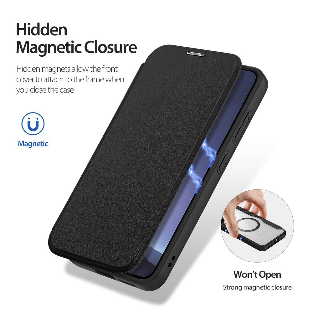DUX DUCIS wallet case SKIN X PRO compatible with MagSafe for SAMSUNG S25 black