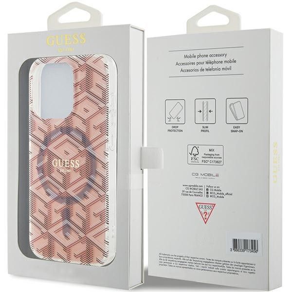 GUESS case for IPHONE 15 Pro Max compatible with MagSafe GUHMP15XHGCUSTGP (IML GCUBE) pink