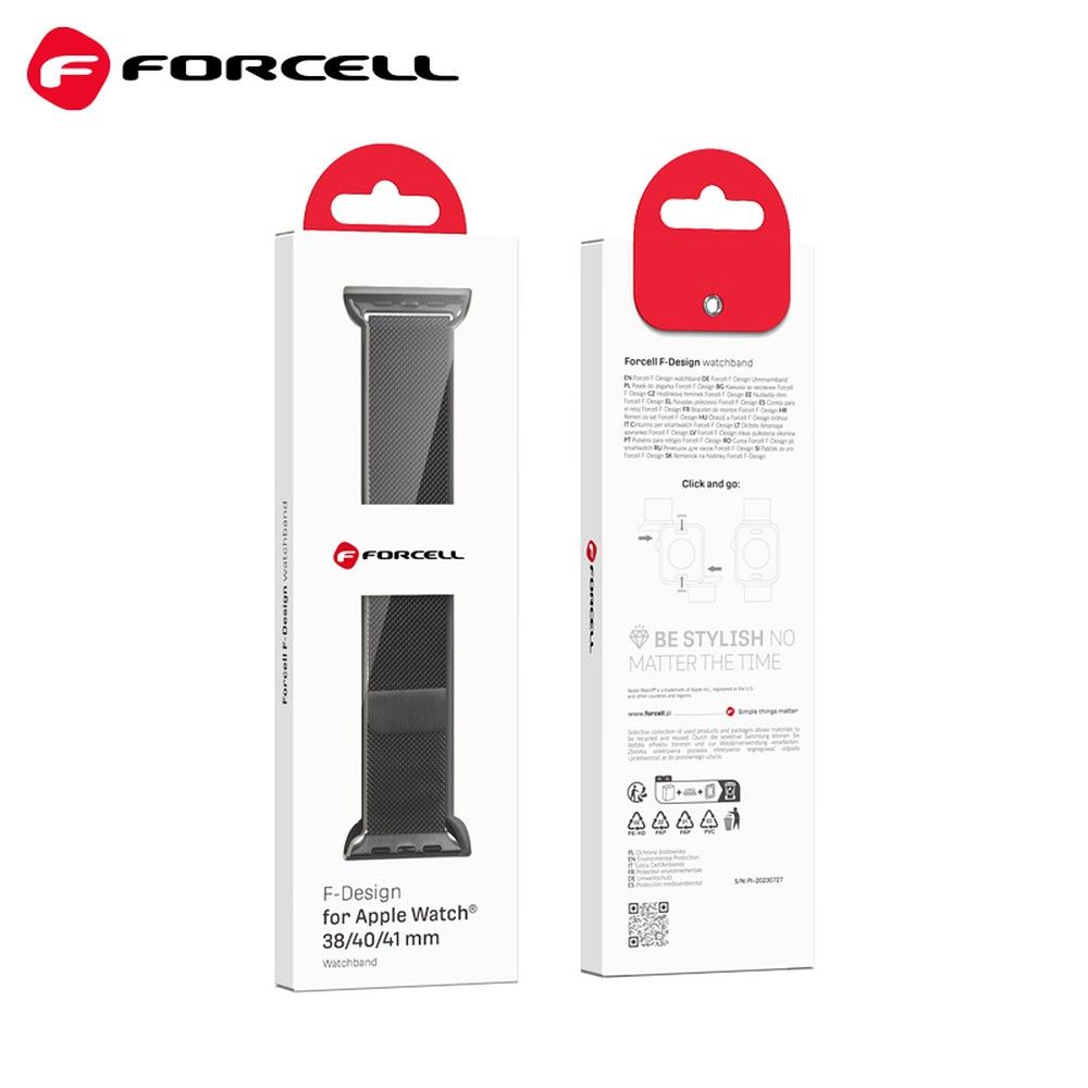 FORCELL F-DESIGN FA03 magnetic stainless steel strap for APPLE Watch 38 / 40 / 41 mm black