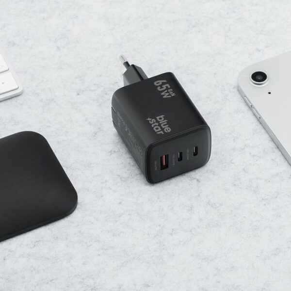 BLUE STAR travel charger GaN 4A 65W 2 x Type C + USB A PD QC4.0 VT-43 black