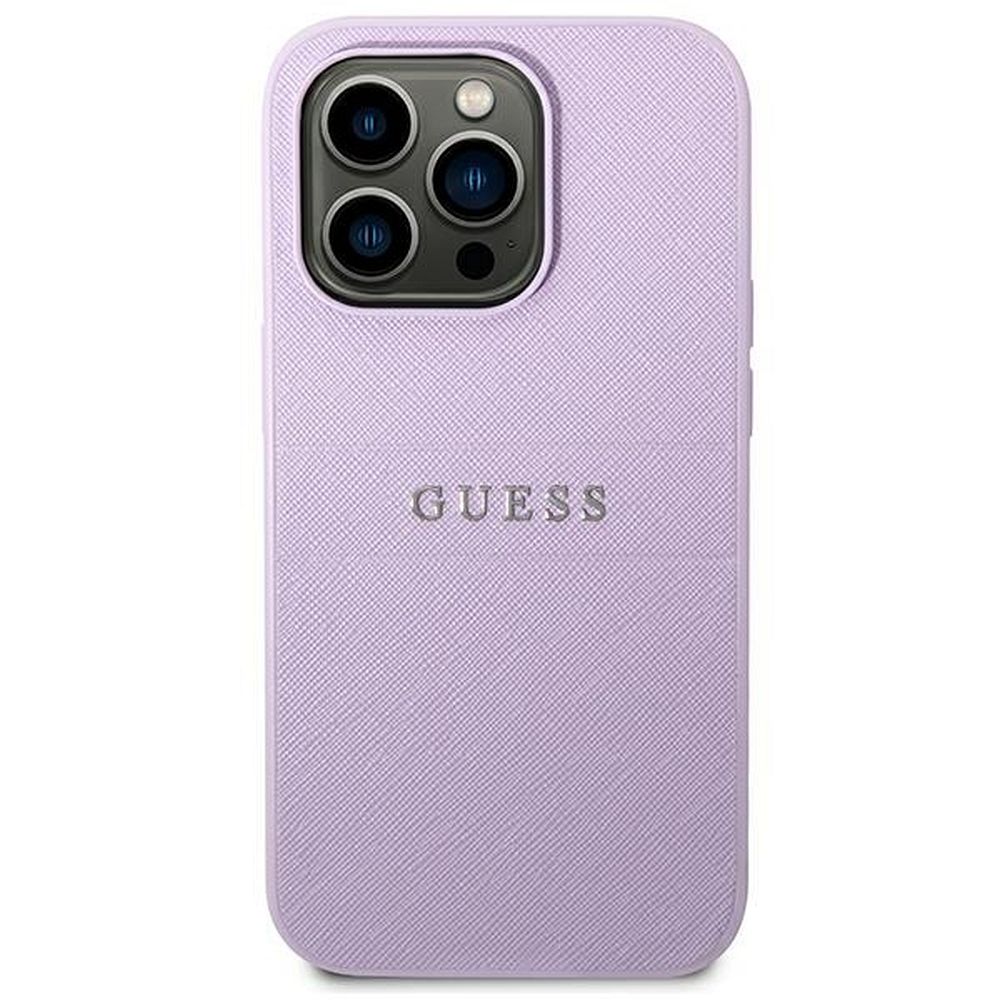 GUESS case for IPHONE 14 Pro GUHCP14LPSASBPU (Saffiano With Metal Logo) purple