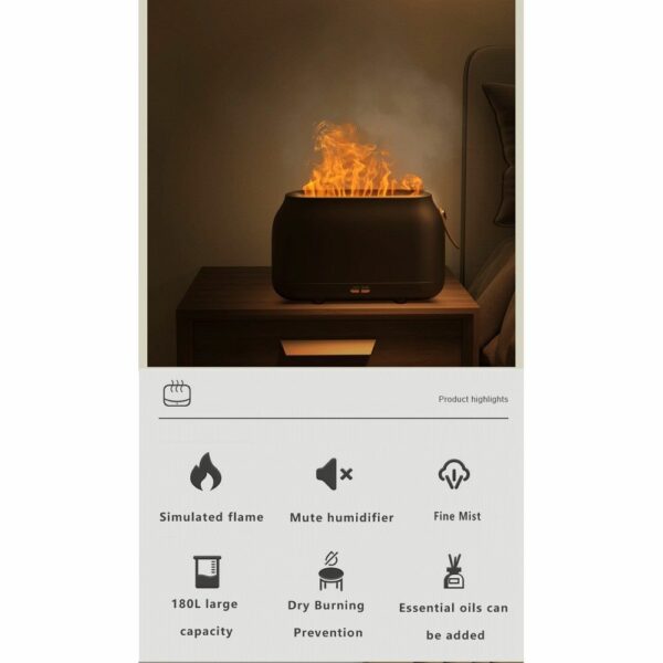 Colorful flame aromatherapy machine / humidifier / diffuser Art Deco model HZ005 gray