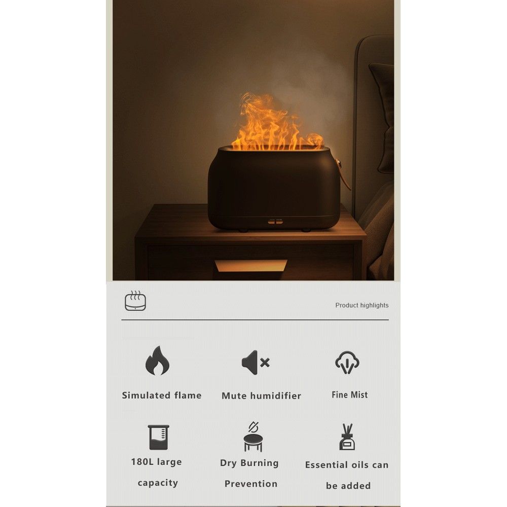 Colorful flame aromatherapy machine / humidifier / diffuser Art Deco model HZ005 gray