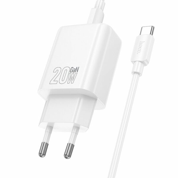 HOCO wall charger USB A + Type C + cable Type C to Type C PD QC3.0 3A 20W N61 white
