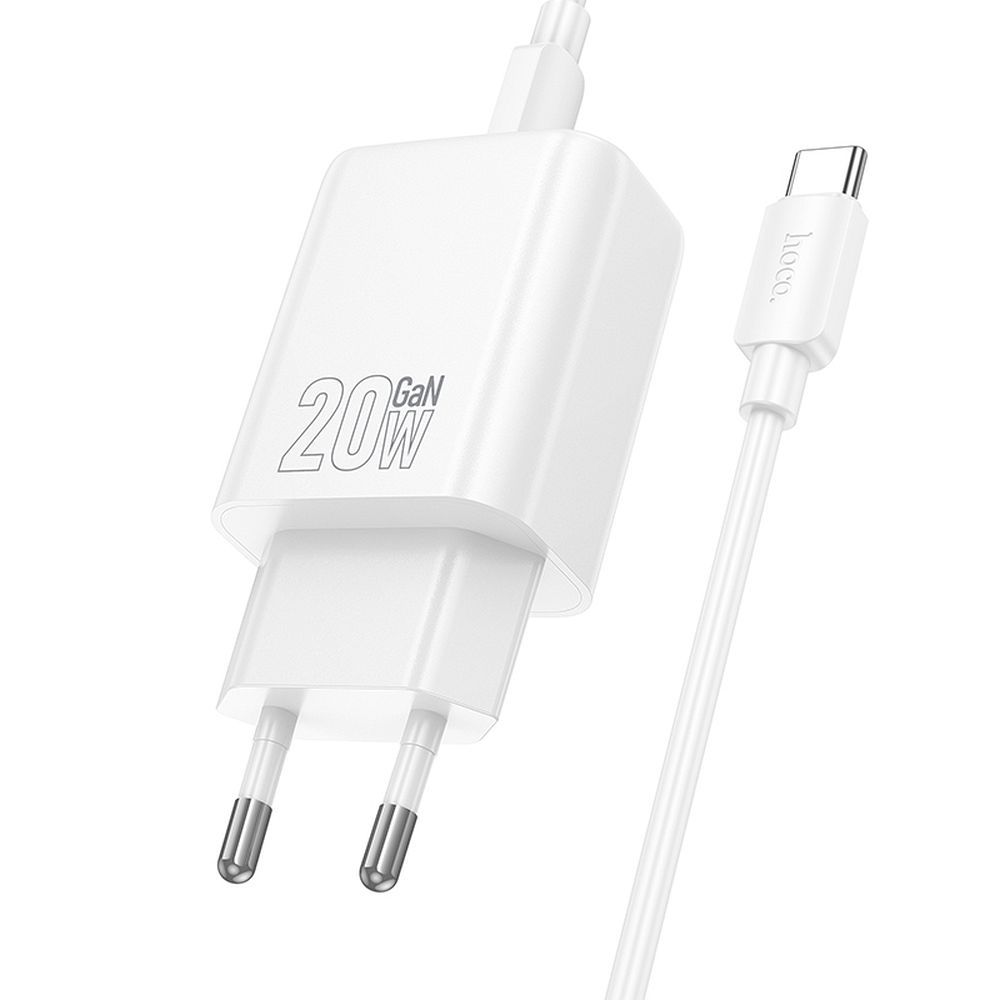 HOCO wall charger USB A + Type C + cable Type C to Type C PD QC3.0 3A 20W N61 white