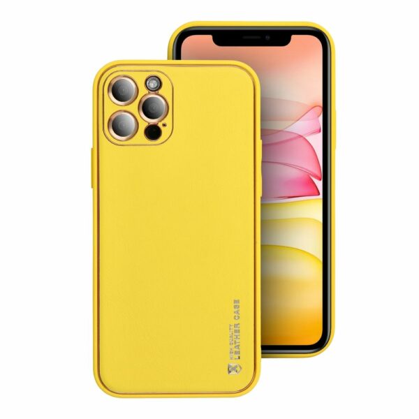 LEATHER case for IPHONE 15 Plus yellow