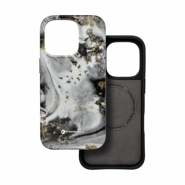 FORCELL F-PROTECT Mirage, Military Drop-Tested case compatible with MagSafe for IPHONE 15 PRO MAX silver fog